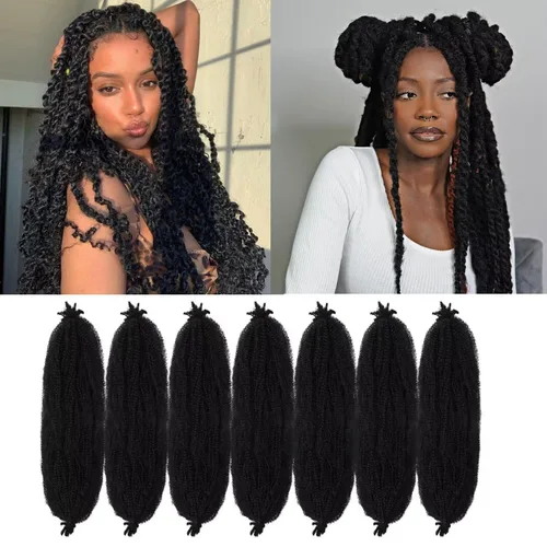 Miniatura 58 de Marley Twist - Cabello trenzado de 16 pulgadas, cabello afro trenzado elástico, paquete de 7 paquetes, cabello rizado rizado ombré, marrón Marrón