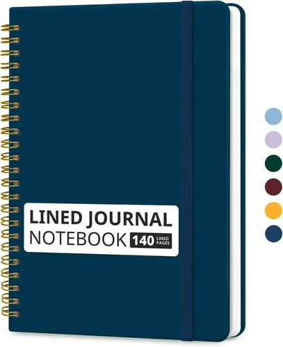 Miniatura 12 de Cuaderno rayado en espiral para mujeres y hombres, 140 páginas, cuaderno de tapa dura con rayas universitarias para trabajo y toma de notas, diarios
