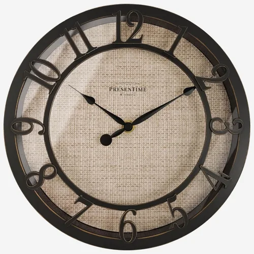 Miniatura 16 de Presentime & Co - Reloj de pared de la serie Farmhouse de 21 pulgadas, estilo Shiplap, número arábigo 3D elevado, acabado galvanizado. Decoración