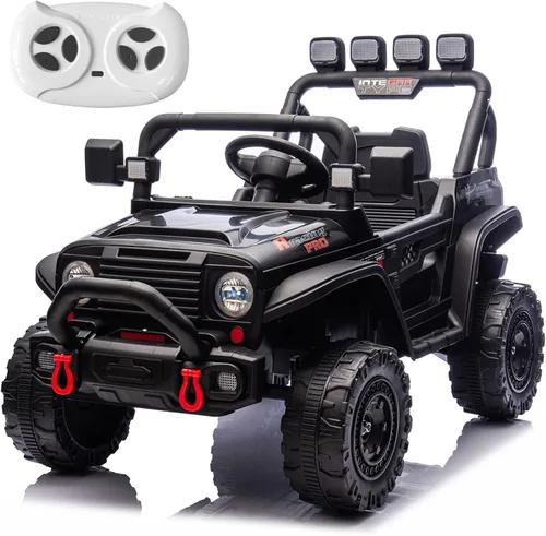 Miniatura 11 de RunFast Auto de paseo para niños de 12 V con control remoto para padres, juguetes eléctricos para niños de 3 a 5, 3.7 mph de velocidad máxima, Negro