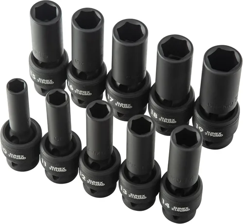 Miniatura 2 de Sunex 2658 - Juego de llaves de vaso de impacto métricas estándar estándar universal de 10 piezas de 1/2 pulgada