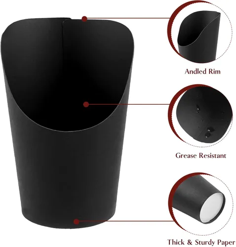 Miniatura 4 de Ocmoiy Tazas de Charcutería con Palillos y Bolsas, Negras Desechables de Papel Kraft de 14 oz, Tazas de Aperitivo Individuales para Fiestas