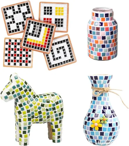 Miniatura 5 de 500 PCS / 1.1 LB Azulejos de Mosaico Cuadrados de Cerámica, 0.4 x 0.4 pulgadas Hechos a Mano para Hacer Micro Azulejos de Mosaico Creativos