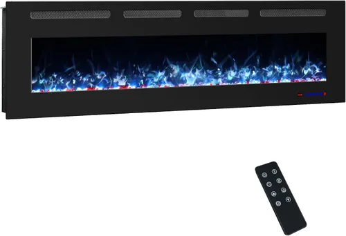 Miniatura 10 de Insertos de chimenea eléctrica de 42 pulgadas, calentador de chimenea lineal ultrafino con termostato, brillo y velocidad ajustables, temporizador