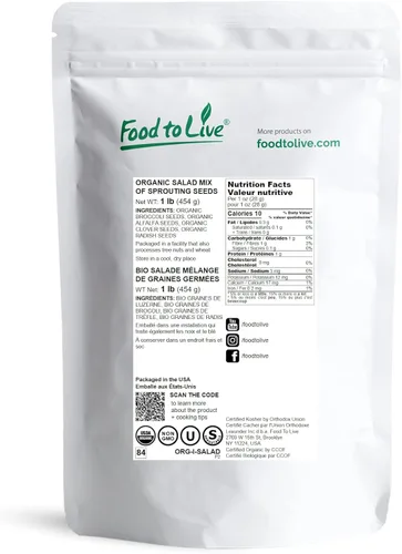 Miniatura 2 de Mezcla de ensalada orgánica de semillas germinantes, 1 libra, brócoli sin OMG, rábano, trébol, alfalfa. Rica tasa de germinación, no irradiada