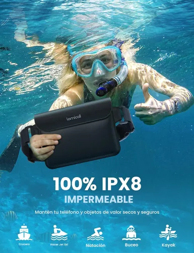 Miniatura 3 de Lamicall Riñonera Impermeable - [Paquete de 2] [Correa de Cintura Elástica 2025] Bolsas Secas IPX8 a Prueba de Agua para Natación, Playa, Kayak