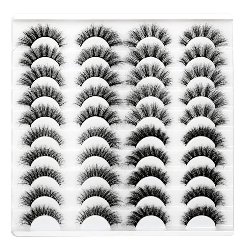 Miniatura 631 de Pooplunch - Pestañas postizas finas de visón sintético, estilo ojo de gato, naturales, cruzadas, tipo racimo, efecto 8D de volumen, tiras