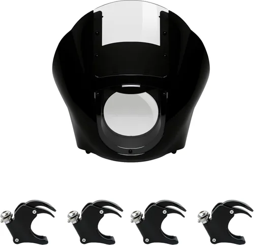 Miniatura 12 de XFMT Carenado frontal desmontable de cuarto para motocicleta con parabrisas antiniebla y abrazaderas de montaje negro de 49 mm para Harley Sportster