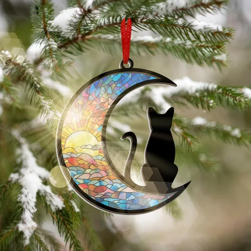 Miniatura 6 de AXIARA Adornos Navideños Regalos para Amantes de los Gatos - Adorno Navideño de Doble Capa para Decoraciones del Árbol - Regalos para Amantes
