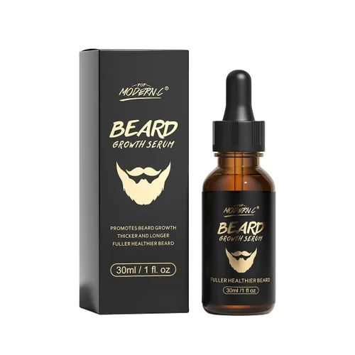 Aceite de crecimiento de barba con biotina cafeína, estimula el crecimiento de la barba suero para el tratamiento facial del cabello, promueve el