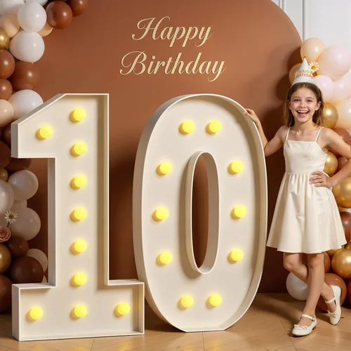 Miniatura 74 de Números de marquesina de 4 pies de alto, 4 pies de alto, números grandes iluminados 0 para 30, 40, 50, 60, decoración de fiesta de cumpleaños