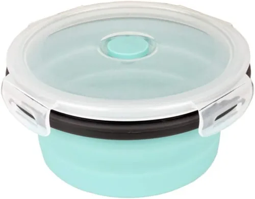 Miniatura 4 de CARTINTS Recipientes plegables de silicona azul para almacenamiento de alimentos, tazones de preparación/almacenamiento con tapas, recipientes