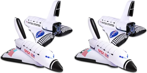 Miniatura 8 de ArtCreativity Inflables de transbordador espacial, juego de 2, 14 pulgadas de largo, decoraciones de fiesta temática del espacio exterior y juguetes