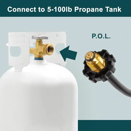 Miniatura 3 de GASPRO Adaptador de manguera de propano de 12 pies, compatible con calentador Mr. Heater Buddy, parrilla portátil y más, se conecta a un tanque de 5