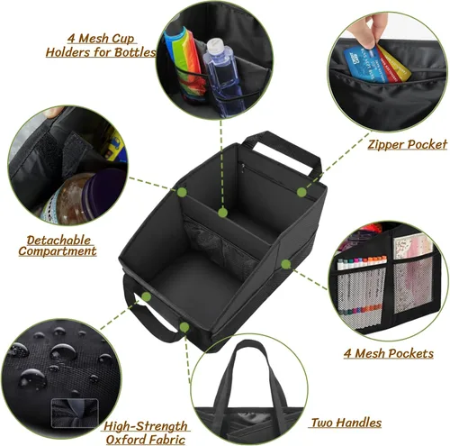 Miniatura 4 de BLIRITEL Organizador de asiento de automóvil para asiento delantero y trasero, organizador de asiento de pasajero, organizador de almacenamiento