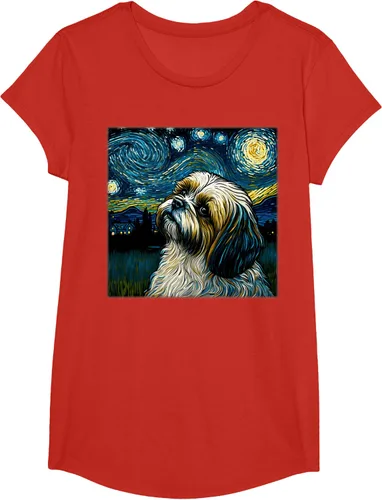 Miniatura 40 de Camiseta Surrealism Starry Night Shih Tzu Dog