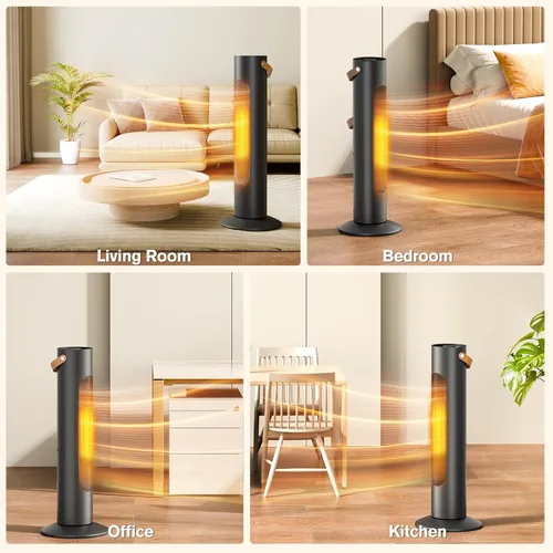 Miniatura 9 de Combo de calentador de torre y ventilador 2 en 1, calentadores eléctricos de 25 pulgadas para uso en interiores, oscilación de 70°, calefacción