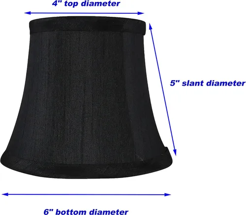 Miniatura 3 de Juego de 2 pantallas de lámpara de araña de seda sintética negra – forma de campana de respaldo suave, ajuste de clip para bombillas de candelabro