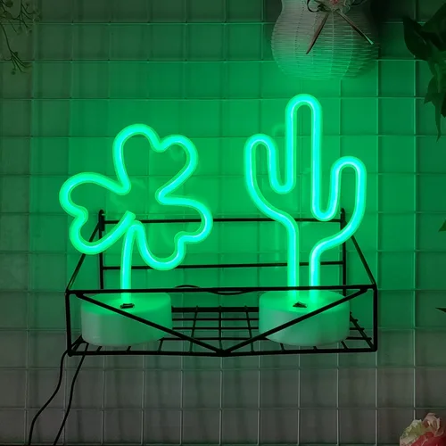 Miniatura 5 de JYWJ Letreros de neón con base de soporte, luz de neón alimentada por USB o 3 pilas AA, decoración LED de pared de escritorio, varias fiestas