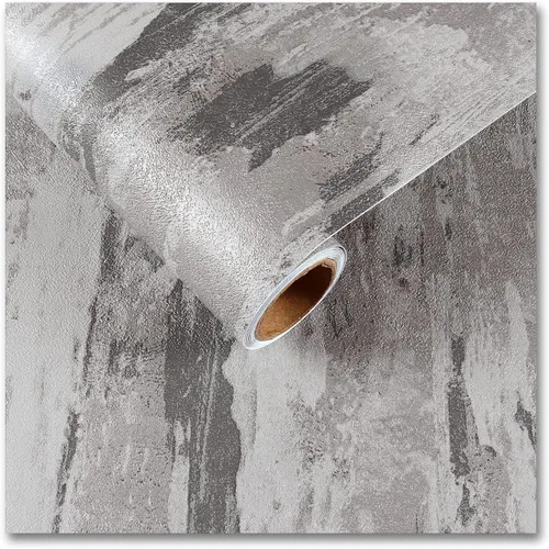 CRE8TIVE Papel tapiz de hormigón gris manchado, papel tapiz texturizado de cemento, autoadhesivo y extraíble, extraíble, papel de contacto de