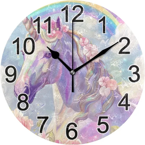 Miniatura 76 de Hummingbird - Reloj de pared de resorte redondo de 10 pulgadas, sin tictac, silencioso, funciona con pilas, reloj analógico atómico de cuarzo