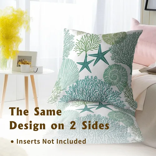 Miniatura 5 de Fundas de cojín decorativas con temática de verano náutica costera de 12 x 12 pulgadas, juego de 2 fundas de cojín de color aguamarina azul verdoso
