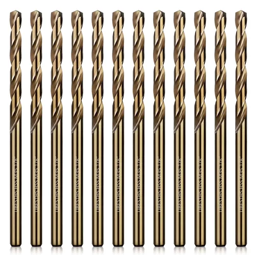Miniatura 15 de Brocas de cobalto de 1/4 pulgadas, 12 piezas, juego de brocas de metal M35 HSS con estuche de almacenamiento para metal duro, acero inoxidable