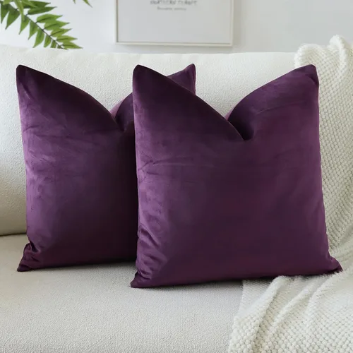 OTOSTAR Fundas de Almohada Decorativas de Terciopelo Suave 24 x 24 Pulgadas Fundas de Cojín Cuadradas Sólidas Decoración del Hogar Fundas de