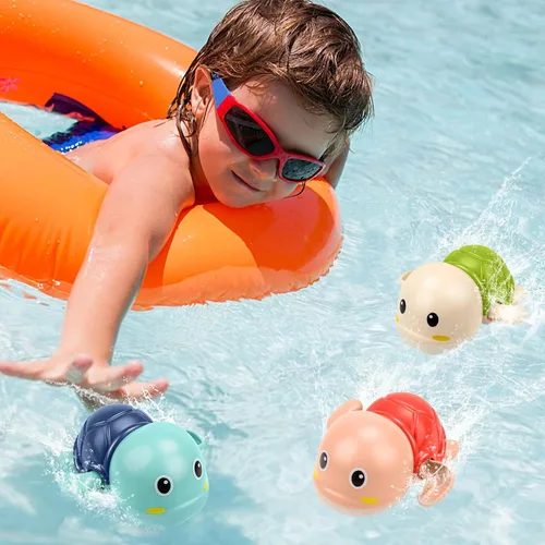 Miniatura 6 de Juguetes de baño para niños de 1 a 3 años de edad, regalos para niños, juguetes de tortuga nadadora para el baño, juguetes flotantes y de cuerda