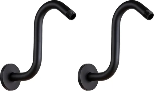 Miniatura 13 de OFFO Brazo de extensión de cabezal de ducha de 10 pulgadas, brazo de ducha en forma de S de níquel cepillado con brida, extensión de brazo de ducha