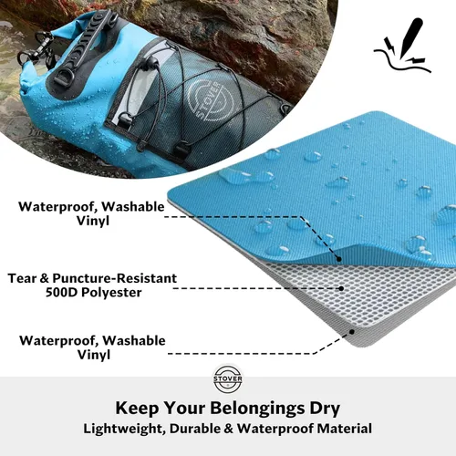 Miniatura 2 de STOVER 5/10/25/30/40/55L Waterproof Dry Bag- Roll-Top Backpack w/Phone Case- Kayaking, Hiking, Camping, Boating- Men/Women 25L Azul
