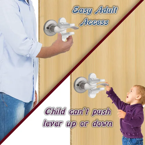 Miniatura 4 de Paquete de 2 – Cerradura de seguridad para bebés – A prueba de bebés – Evita que los niños pequeños abran puertas con una cerradura de manija