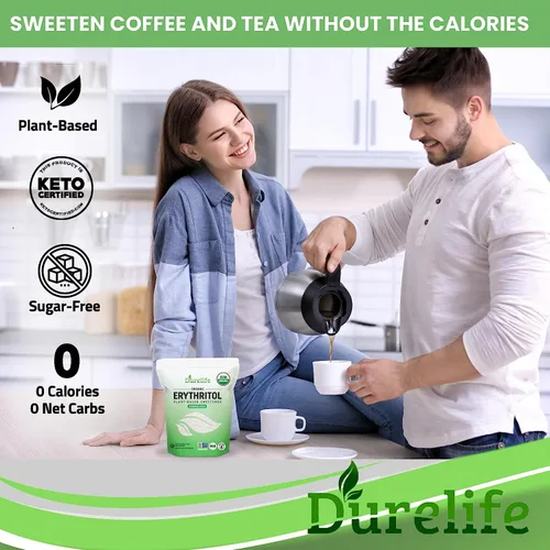 Miniatura 8 de Durelife Edulcorante de eritritol orgánico USDA, sin OMG verificado, certificado Keto, sin sabor residual, Kosher, alternativa de azúcar a base