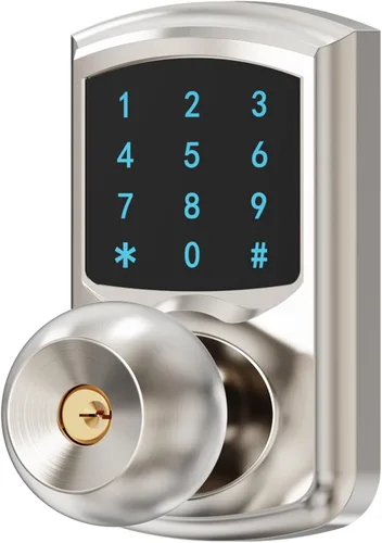 Miniatura 10 de Hidalife Cerradura de puerta de entrada sin llave con código, cerradura de puerta con teclado con asa, cerradura digital de pantalla táctil