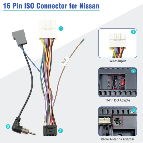 Miniatura 2 de Kit de adaptador de arnés de cable de radio para coche de 20 pines con conectores tipo culata de reemplazo para Nissan Altima Frontier Xterra Subaru