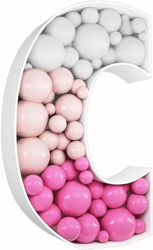 Miniatura 18 de Kit de letras rellenables de 2 pies con marco de globo de mosaico de letra K para decoración de telón de fondo de boda de fiesta de cumpleaños