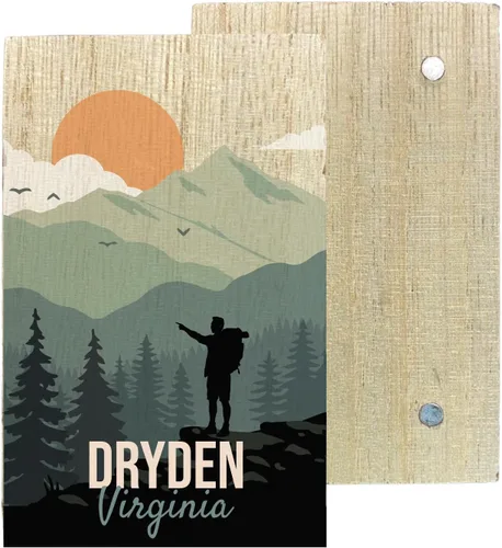 Dryden Virginia 2" x 3" Wooden Fridge Magnet Hiking Design Camping Souvenir Single
