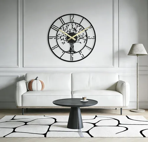 Miniatura 7 de Reloj de pared grande del Árbol de la Vida, relojes de pared grandes de metal modernos para sala de estar, reloj silencioso de 18 pulgadas operado