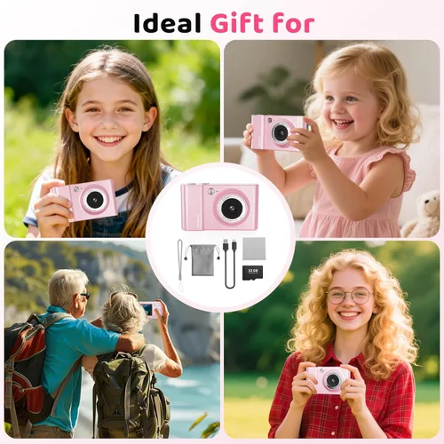 Miniatura 8 de Cámara digital, cámara 4K Vlogging para niños con zoom de 64 MP y 16X antivibración, cámara digital para niños de 3 a 12 años, regalos de cumpleaños