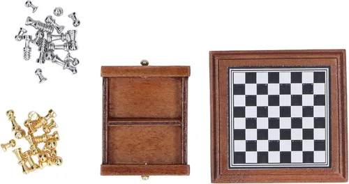Miniatura 8 de Juego de ajedrez en miniatura, muebles de casa de muñecas de regalo, decoración de mini colección para el hogar