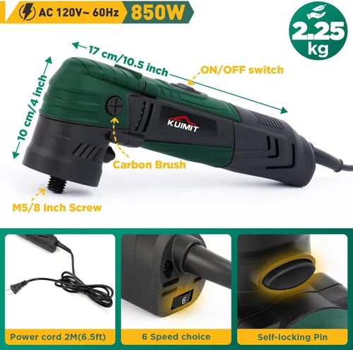 Miniatura 3 de Kit de pulidora rotativa de búfer de 1"/2"/3" Mini máquina pulidora de alta potencia de 780 W con accesorios de 27 piezas Rosca M5/8-11 ejes