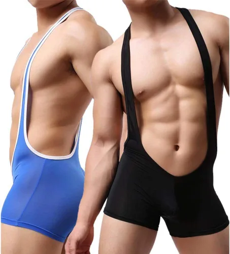 Miniatura 3 de DJF Jockstrap - Leotardo de tanga de lucha libre para hombre, sexy, sin espalda, elástico, sedoso, liso, ropa