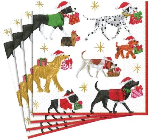Miniatura 10 de Entretenimiento con servilletas de cóctel Caspari de Navidad, color blanco