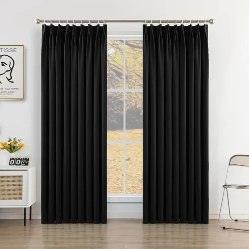 Miniatura 12 de MUMFAS - Cortina de Pliegue con Enganche, Crema Beige, 52" de ancho x 63" de largo, 50% Opaca, Aislamiento Térmico, Cortina de Puerta de Patio