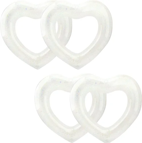 Paquete de 4 anillos de natación inflables con forma de corazón, flotadores de piscina para adultos, suministros de fiesta en la playa, 47.2 x 39.4