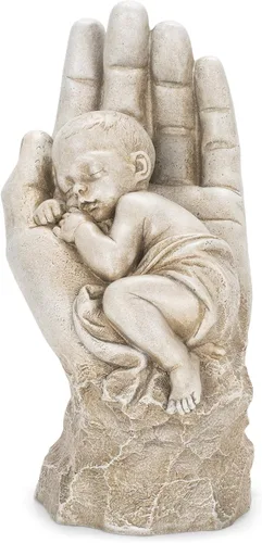 Joseph's Studio de Roman Inc., en la palma de su mano, colección de jardín, estatua religiosa, santa familia, memorial, ángel, santo patrón,