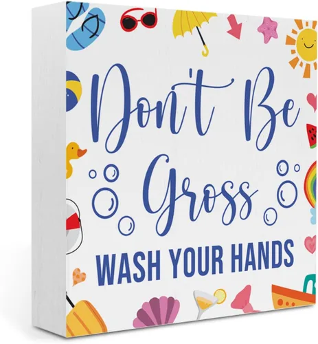 Miniatura 13 de Decoración de baño de playa, reglas de baño, estrellas de mar, decoración de verano, letrero de caja de madera para el hogar, oficina, estante