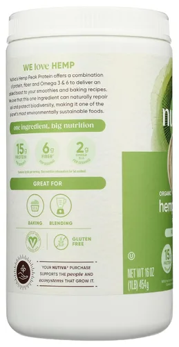 Miniatura 5 de Polvo de proteína de cáñamo Nutiva Hi Fibre, 16 oz