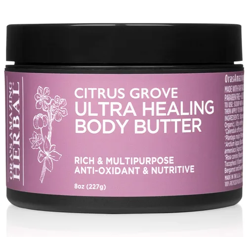 Ora's Amazing Herbal Crema corporal ultra curativa, crema hidratante intensiva de karité para pieles extremadamente secas, aceite esencial relajante