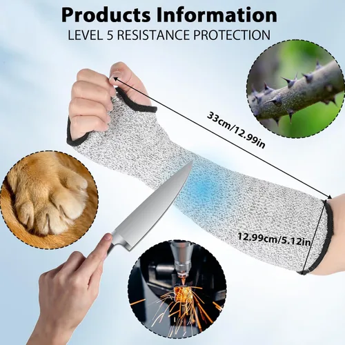 Miniatura 2 de Tyqour 2 fundas resistentes a los cortes, fundas protectoras de brazo suaves para piel fina y moretones, mangas de brazo de seguridad para morder